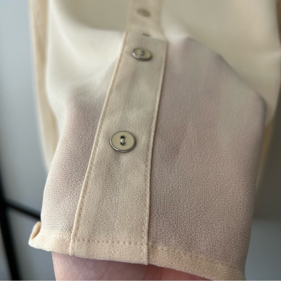 E&M Beige Creme Flowy Tank Top Blouse with Animal Print Straps Cute Buttons - Picture 8 of 12